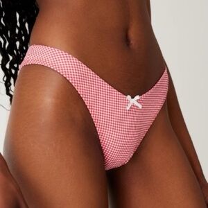 New! Frankies Bikinis Enzo Cheeky Bikini Bottom in Ladybug Gingham 31509